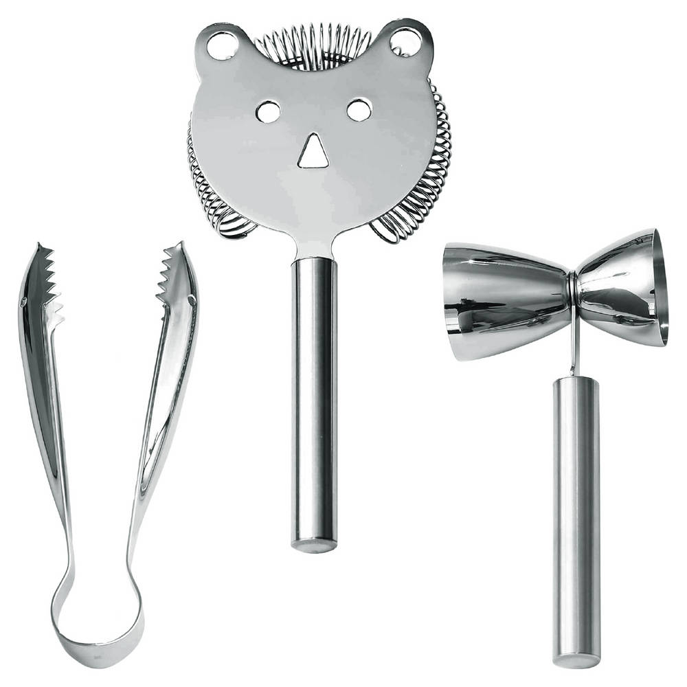 Faces 3-Piece Bar Set - A Collection of Bar Tools with Highly Functional, Whimsy Designs