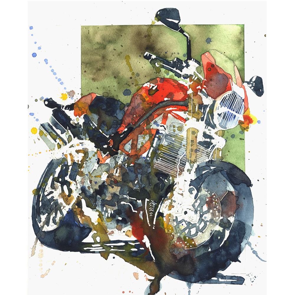 Ducati Monster S4R Watercolor Print | By Artist Bilbeisi