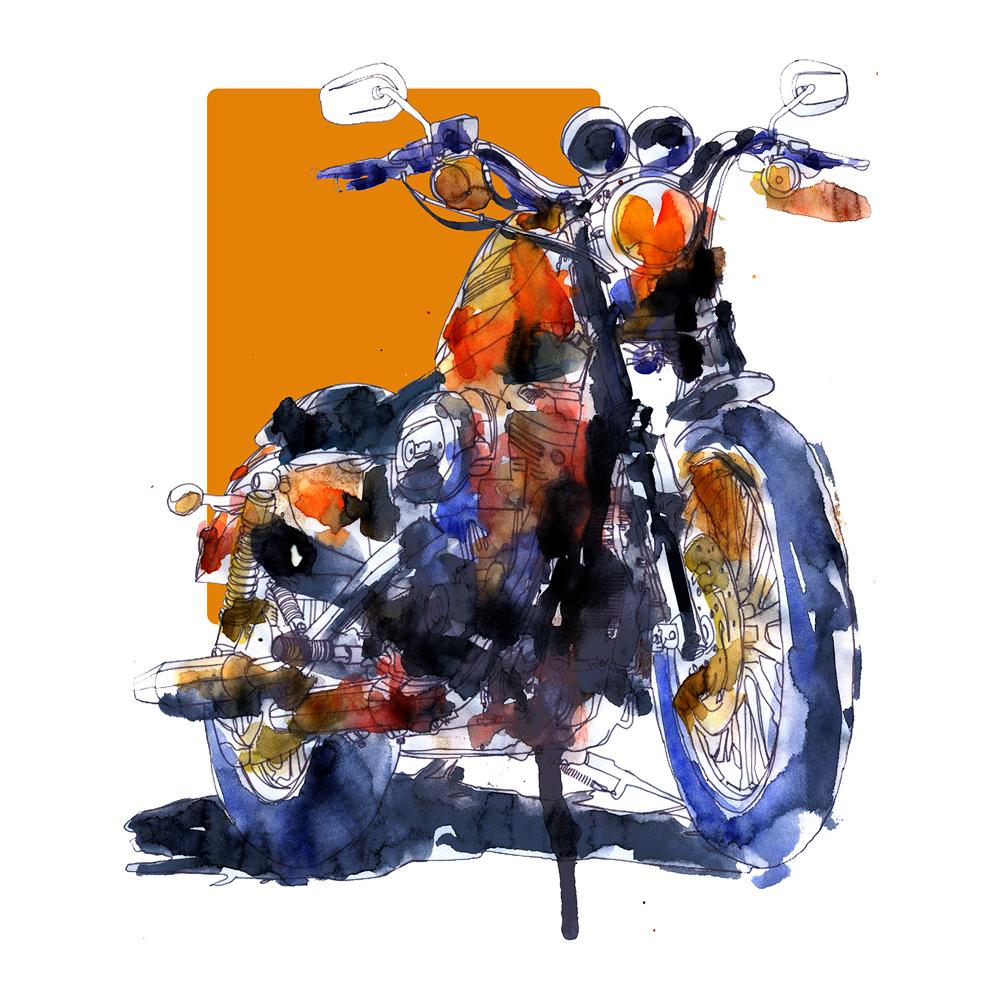 Harley-Davidson Sportster Watercolor Print | By Bilbeisi
