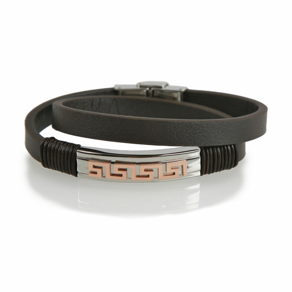 Black and Rose Derince Woven Leather Bracelet - Buttigo
