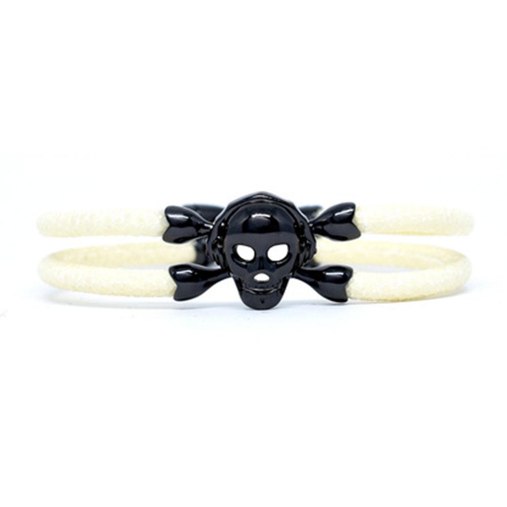 Skull Bracelet | White with Black Skull | Double Bone